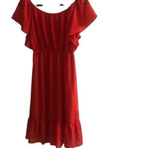 Anthropologie Red Midi Dress Monteau